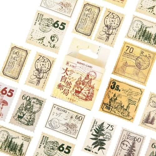 46pcs Nature Post Office Special Hand Book Decoration Boxed Sticker DIY Dairy Sticker Flakes Scrapbook School Supplies