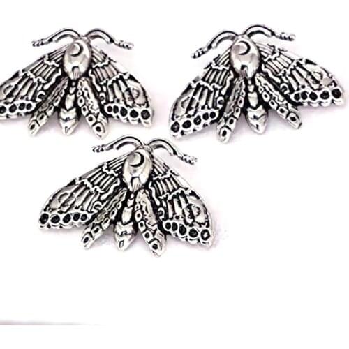 Hzew 5pcs Animal moth accessories skull head moth pendant