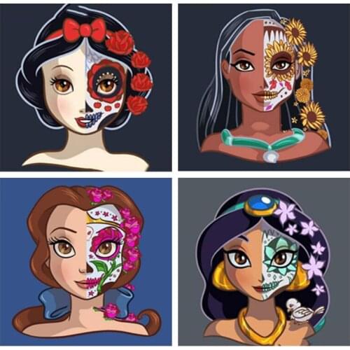 5D DIY Full Square Drill Diamond Painting "Skull princess" 3D Embroidery Cross Stitch Mosaic Home Decor Gift