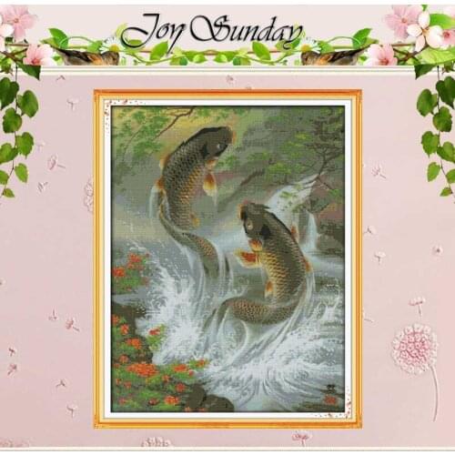 Big Size !!A Big Splash Counted 11CT 14CT Unfinished Cross Stitch animals fish Cross Stitch Kits for Embroidery Needlework