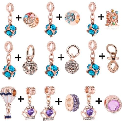 2Pcs/Lot 45 Styles Hot Sale Blue Water Drop Charm Beads Fit European Style Brand Bracelets For Women Fashion Jewelry Gift