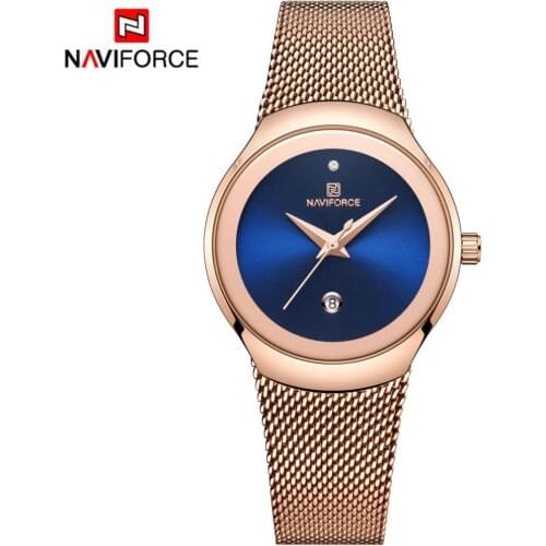 NAVIFORCE Watches Women Super Slim Sliver Mesh Stainless Steel Top Brand Luxury Casual Ladies Wrist Watch Lady Relogio Feminino