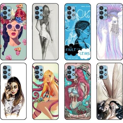 Black tpu Case For Samsung galaxy A12 A22 A32 A42 A52 A72 4g 5g S21 PLUS ultra back cover The Girl With Wine Glass Design