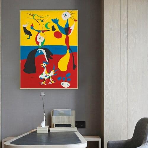 Citon Joan Miro《The farmer and his wife》Surrealism Canvas Oil Painting Art Poster Picture Background Wall Decor Home Decoration