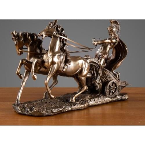 WU CHEN LONG Abstract Vintage Rome Chariot Figurines Miniatures Ornaments Office Desk Decoration Modern Art Statues Decor R4275