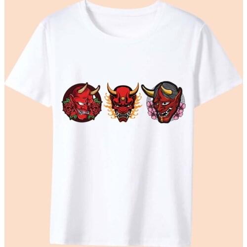 Summer T-shirt Womens Trendy Tops Cartoon Anime Monster Demon Pattern Printing Series Casual O-neck Vogue Polyester Soft Top
