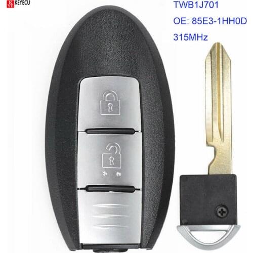 KEYECU 315MHz ID46 Chip TWB1J701 85E3-1HH0D Smart Remote Car Key Fob 2 Button for Nissan March K13 Micra K13 Leaf