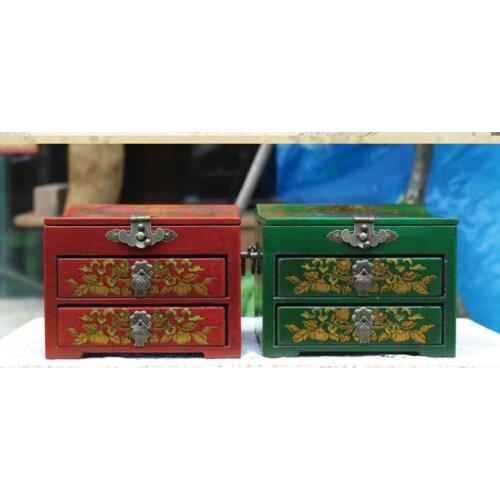 Chinese antique jewelry box solid wood princess storage cosmetic case wedding birthday gift