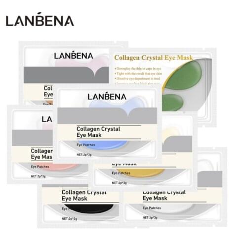 LANBEINA 50Pcs/Lot 6 Colors Crystal Collagen Eye Mask Anti-Aging Remove Dark Circles Acne Beauty Patches For face Skin Care