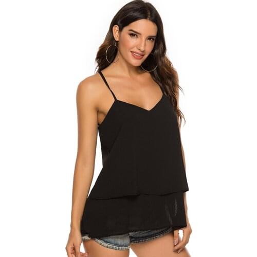 Tank Top Women Chiffon Halter Top Women Summer Woman V-Neck Camis Vest Korean Woman Streetwear Tops Plus Size Sexy Halter Shirts