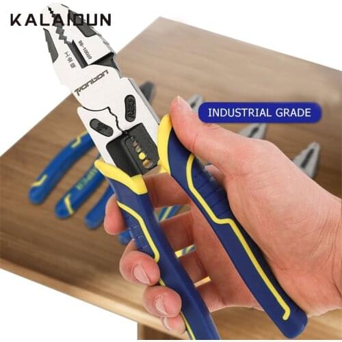 KALAIDUN Multifunction Crimping Tool Pliers Crimper Stripper Wire Cutter Nipper Long Nose Diagonal Pliers Cr-V Steel Hand Tools
