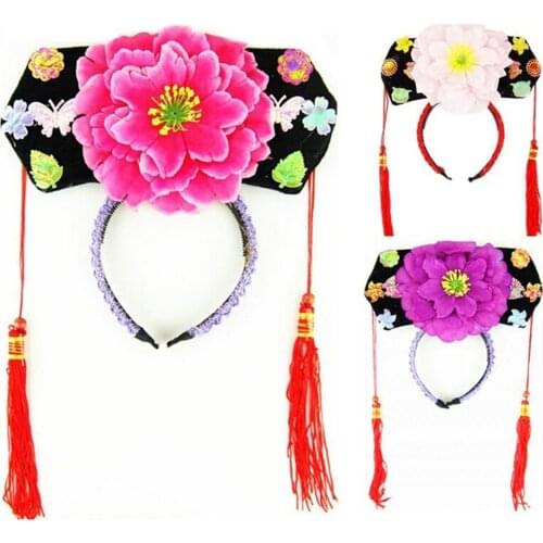 Chinese Japanese Oriental Princess Girls Peony Hairband Hair Accessories Hat Quantity 1 For Stage show decoration Random Color