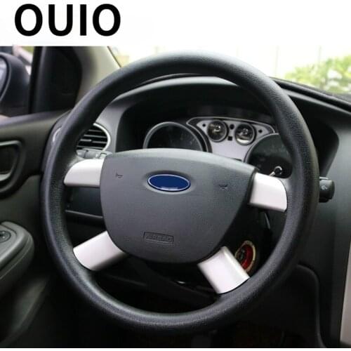 OUIO 4pcs For Ford Focus MK2 2 2005-2011 Stainless Steel Steering Wheel Panel Decoration Cover Trim Sticker Auto Accessories