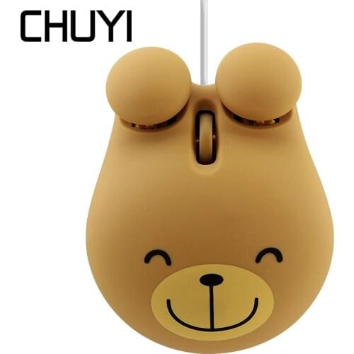 Wired Cute Mouse Mini Cartoon Frog Tiger Bear Design 3D Kids Portable Mause 1600DPI USB Optical Small Lovely Mice For Laptop PC