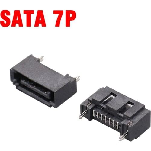 5Pcs SATA Connector Female 7P Right Angle Curved Pin Socket Hard Disk Interface Type A Connector Jack PCB Mount