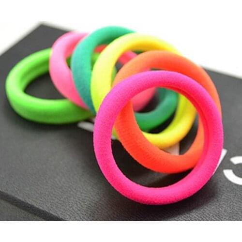 Fluorescent Pink Orange Green Yellow Elastic Hair Bands Ponytail Holders Headwear Hair Accessories for Women & Children 10 pcs