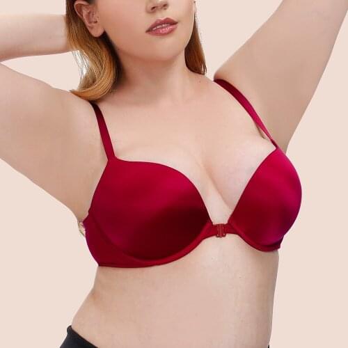 Super Sexy Front Closure Bras For Women Push Up With Steel Ring Gather Bralette Comfortable Deep V Bra Underwear Tops Size 32-38