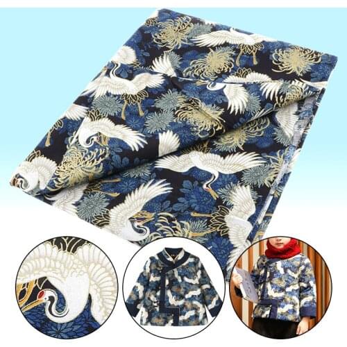 Japanese Style Crane Printing Fabric Bronzing Gold Crane Sewing Fabric For Diy Patchwork Bag Clothing Kimono Handicraft Material