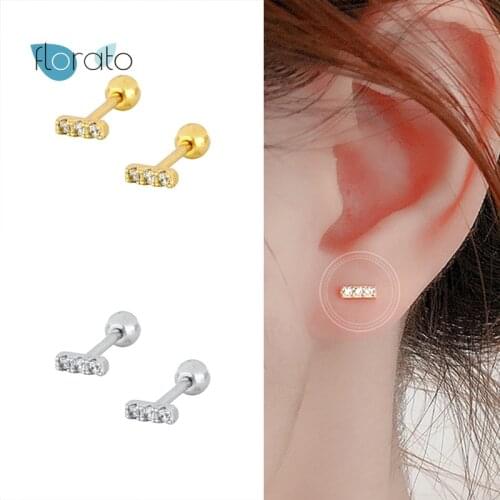 925 Silver Ear Needle Solid Color Simple Zircon Stud Earring For Girl Women Earrings Fine Jewelry Birthday Gift pendientes plata