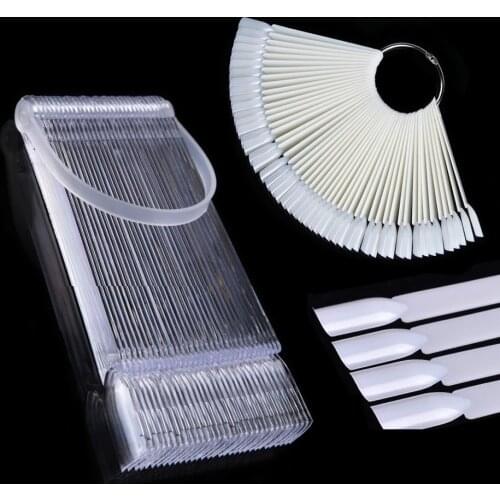 1Set Practise False Nail Tips Fan Round Clear Nature Black UV Gel Full Color Showing Display Polish Tools For Manicure JI386-1