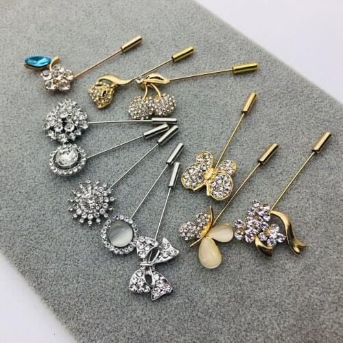 SHARPPIN Fashion Short Metal Pins and Brooches Rhinestone Scarf Clips Women Clothing Accessories