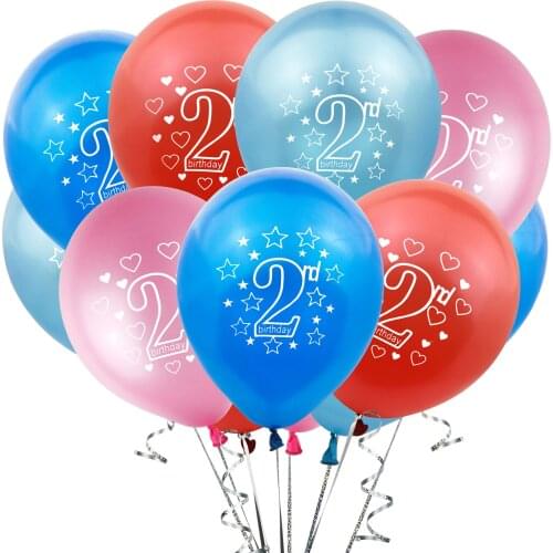 10pcs 12 Inch Second Birthday Latex Balloons Decoration Boy Girl 2 Year Old Birthday Party Anniversary Baby Shower Supplies