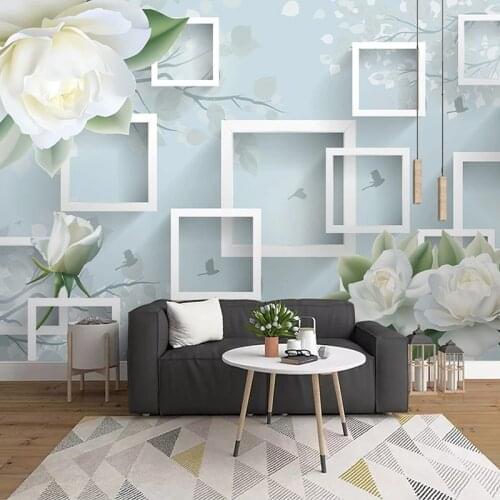 Custom Photo 3D Lattice Fashion Flowers Modern Photography Mural Wallpaper For Living Room Bedroom TV Background Wall Home Decor