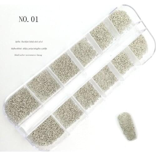 7 Sizes Caviar Bead Stainless Steel Beads Nail Art Decorations Rose Gold Silver Black DIY Tool Nail Studs UV Gel Polish