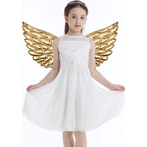 Kids Glossy Metallic Festival Carnival Masquerade Halloween Cosplay Party Angel Wings Children Stage Costume Accessories