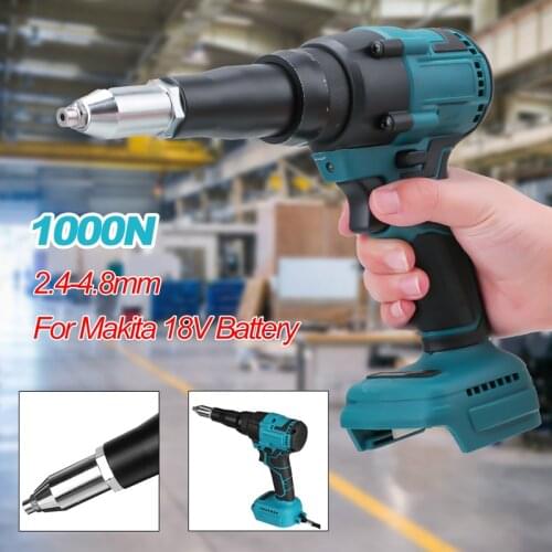 Electric Rivet Gun Cordless Rivet Nut Gun Drill Insert Nut Pull Automatic Riveting Tool for Makita 18V Battery with LED Light
