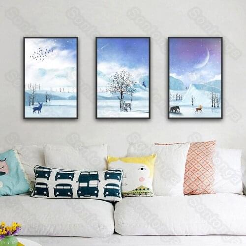 Deer Art Poster Sofa Background Simple Bedroom Bedside Paintings Creative Modern Living Room Decoration Painting Cartoon