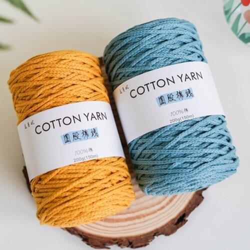 Cotton Yarn Round Strand Yarn 100% Pure Cotton Rope Hand Woven DIY Tapestry Cotton Yarn 3mm Macrame Cords