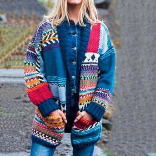 Cardigan Sweater 2021 Winter and Autumn New ins Popular Retro French Loose Knitted Cardigan Length Net Red Sweater Coat