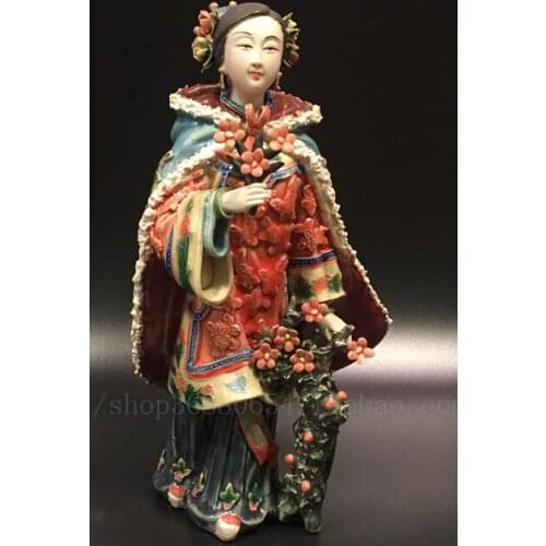Ceramic handicraft figures decoration pottery art plum blossom proud snow luxury girl Beauty figure Sculpture statue Home Decor