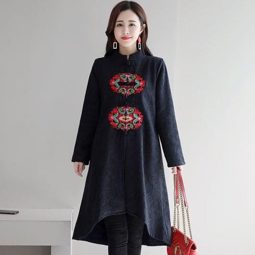 Chinese Traditional Dress National Style Traditional Chinese Clothing Autumn Winter Vintage Lady Robe Improved Qipao FF2495