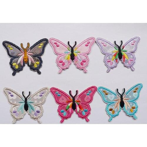 Beautiful Butterfly Embroidered Iron On Patches Stickers Bag Applique For DIY Fabric Apparel Sew Clothing Dresses Accessories