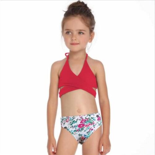 2-6 Years little girls swim suits two pieces kids sexy bikini set halter bandage bathing suit girls beachwear set