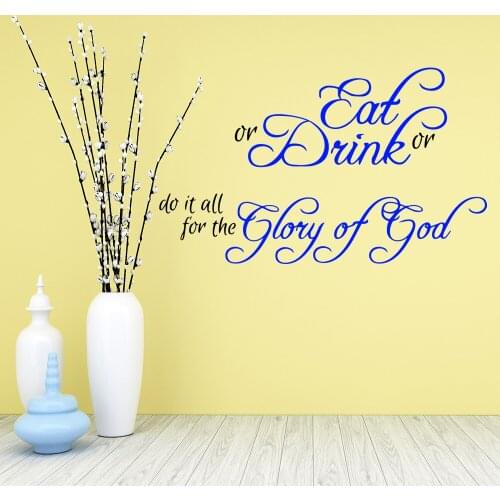 Cartoon Eat or drink or do it all for the Glory of God Removable Art Vinyl Wall Stickers For Living Room Bedroom Wall Art