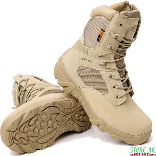 Men Winter Outdoor Camping Climbing Travel Military Hiking Special Forces Delta Combat Boots Assault Tactical Slip Desert Shoes