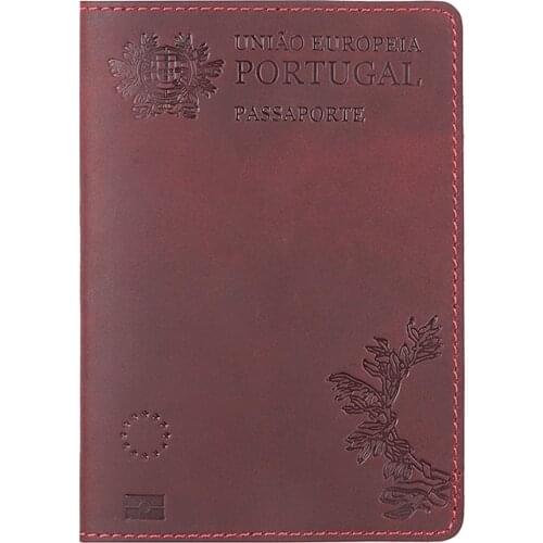 100% Genuine Leather Portugal Passport Cover For Portuguese Credit Card Holder Passport Case Unisex Travel Wallet