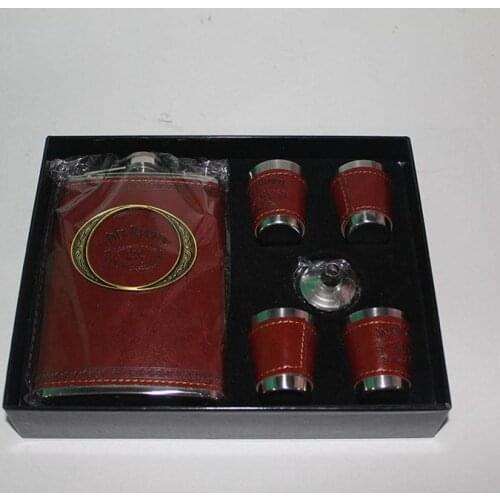 Gift Jack Brown Leather Drink Cognac Whiskey Flask Outdoor