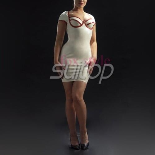 Sexy latex fascinating nurse uniforms rubber dress sexy wearing for ladies medical costumes