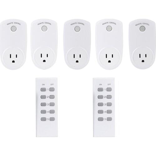 Smart Plug Remote Control 433.92 Wireless Socket US Standard (5 Socket+2 Remote)