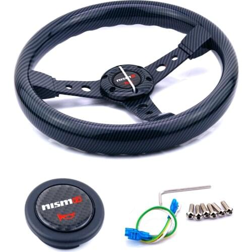 14inch/350mm nismo Black Carbon Fiber Look Drift Sport Steering Wheel