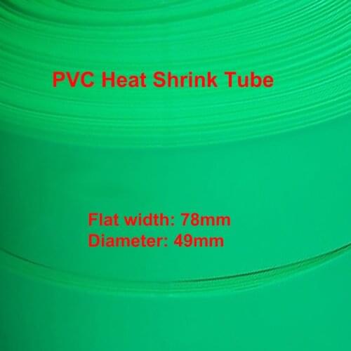 1M Width 78mm Green PVC Heat Shrink Tube Dia 49mm Lithium Battery Pack Wrap Cover Skin Insulated Film Protection Sleeve Sheath