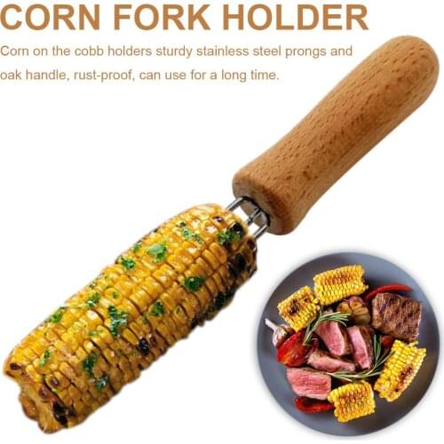 Fork Corn Skewer Corn Holder BBQ Tool Stainless Steel Portable Sturdy Rust-proof Heat-resistant For Outdoor Camping Barbecue
