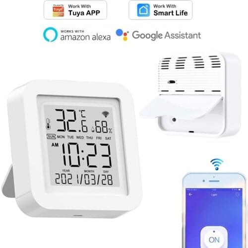 Wifi Temperature and Humidity Sensor Tuya Smartlife APP Remote Monitor Intelligent Compatible with Alexa Google Home SmartThings