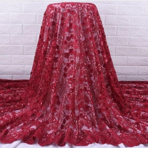 Zhenguiru 3d Milk Silk Fabric Sequins French Lace Fabric Mesh African Lace Fabric Flower Nigerian Fabric For Women Wedding A2044