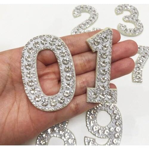 1Set Rhinestone Number Iron/Sew on Patches Applique For Clothes Hat Pants 3D Handmade Beaded Diy Cute Letter Patches