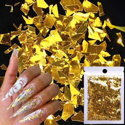 1 Pack Glitter Nail Sequins Glass Paper Holographics Irregular Colorful Paillette Flakes 3D DIY Nail Art Decorations Powder